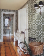 geometric-wallpapered-hallway